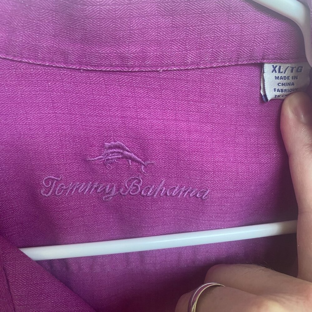 Tommy Bahama Shirt Mens XL Purple Short Sleeve Button Down Shirt - Picture 2 of 6
